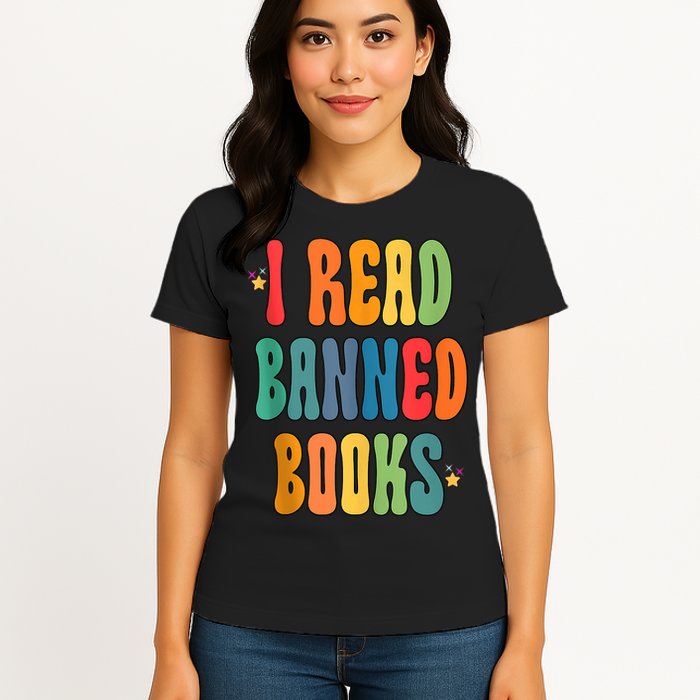 Groovy I Read Banned Books Librarian Reader Bookworm Womens T-Shirt