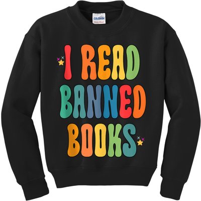 Groovy I Read Banned Books Librarian Reader Bookworm Kids Sweatshirt