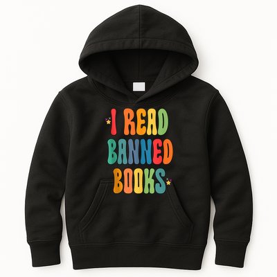 Groovy I Read Banned Books Librarian Reader Bookworm Kids Hoodie