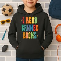 Groovy I Read Banned Books Librarian Reader Bookworm Kids Hoodie