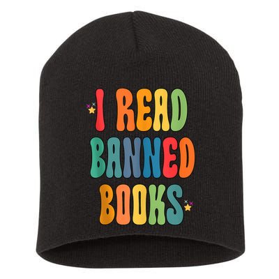 Groovy I Read Banned Books Librarian Reader Bookworm Short Acrylic Beanie