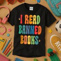 Groovy I Read Banned Books Librarian Reader Bookworm Kids T-Shirt