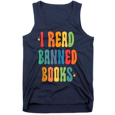 Groovy I Read Banned Books Librarian Reader Bookworm Tank Top