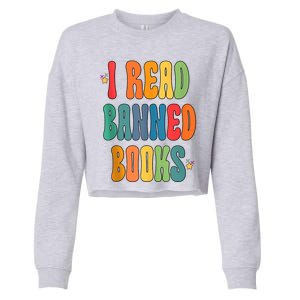 Groovy I Read Banned Books Librarian Reader Bookworm Cropped Pullover Crew