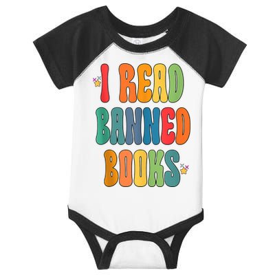Groovy I Read Banned Books Librarian Reader Bookworm Infant Baby Jersey Bodysuit