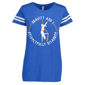 Gravity & I Respectfully Disagree Aerial Yoga Dance Enza Ladies Jersey Football T-Shirt