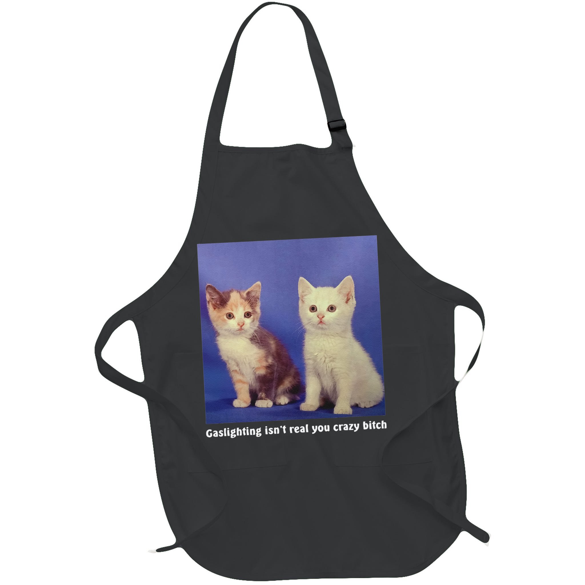 Gaslighting Isnt Real You Crazy B.I.T.C.H Funny Cat Lover Apron