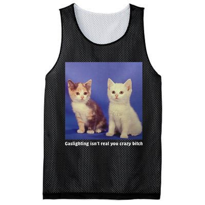 Gaslighting Isnt Real You Crazy B.I.T.C.H Funny Cat Lover Mesh Reversible Basketball Jersey Tank