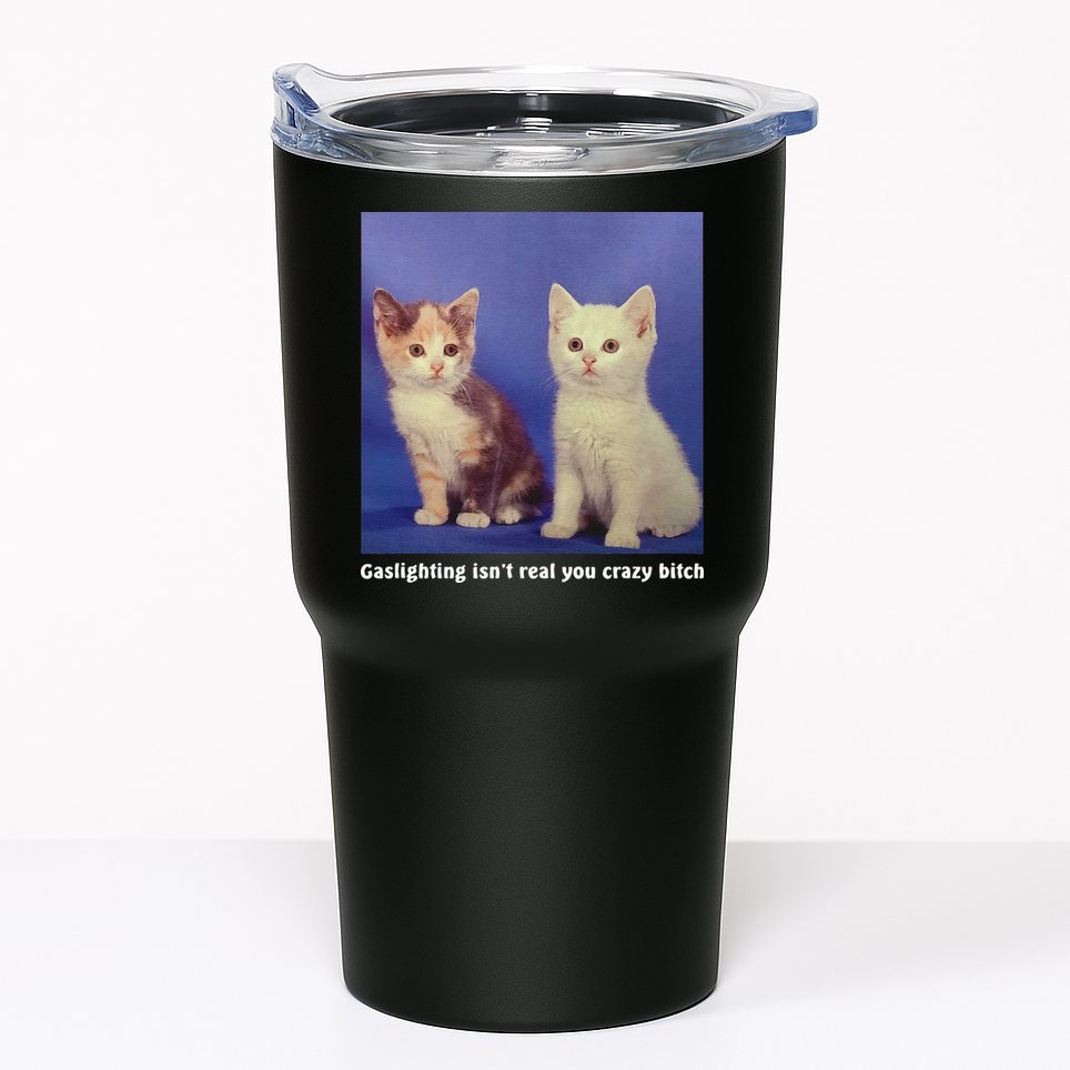 Gaslighting Isnt Real You Crazy B.I.T.C.H Funny Cat Lover Tumbler
