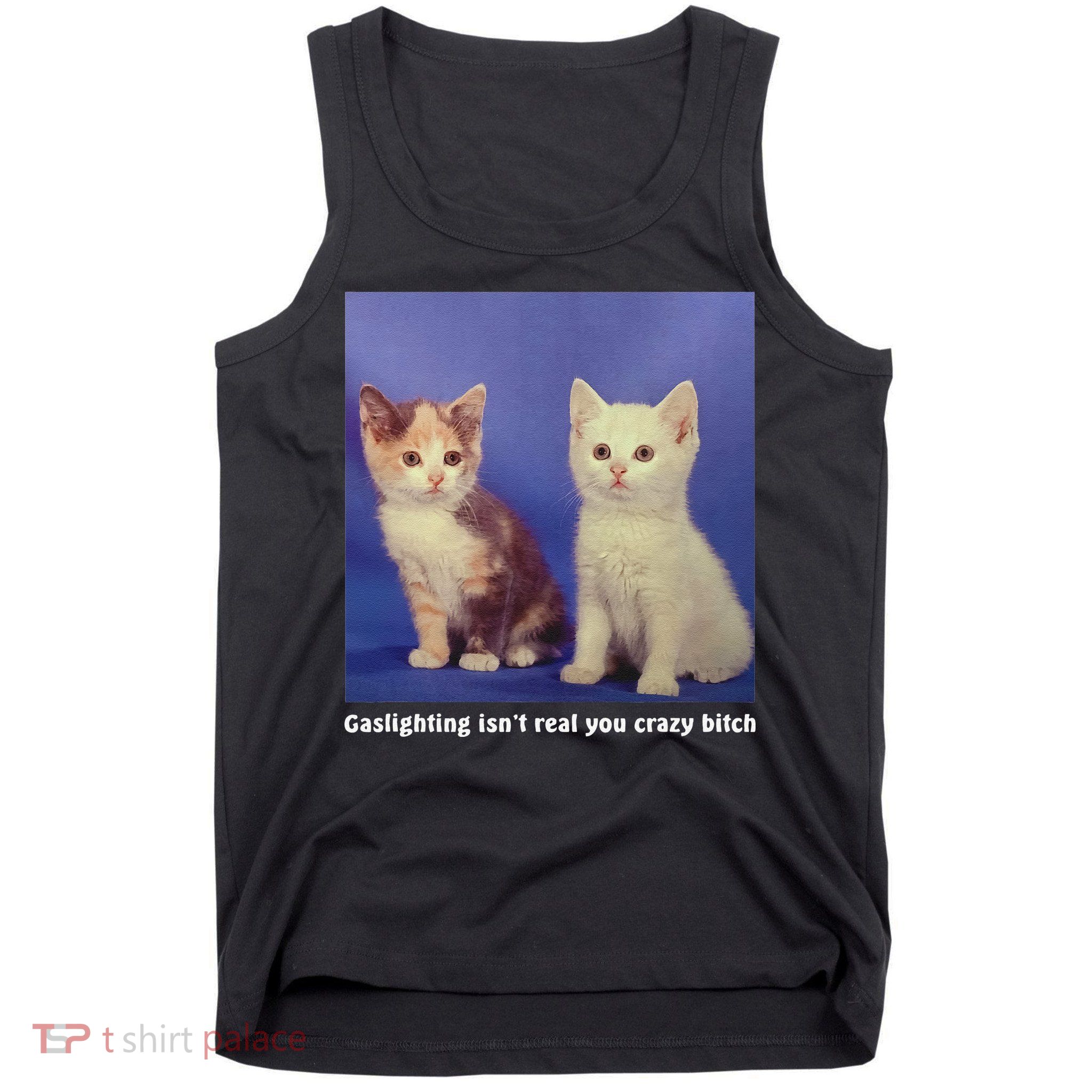 Gaslighting Isnt Real You Crazy B.I.T.C.H Funny Cat Lover Tank Top
