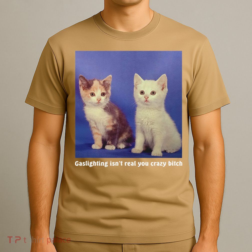 Gaslighting Isnt Real You Crazy B.I.T.C.H Funny Cat Lover T-Shirt