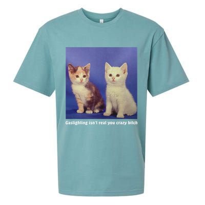 Gaslighting Isnt Real You Crazy B.I.T.C.H Funny Cat Lover Sueded Cloud Jersey T-Shirt