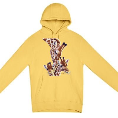 Giraffe Family A Nudge From Mom Premium Pullover Hoodie