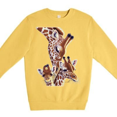 Giraffe Family A Nudge From Mom Premium Crewneck Sweatshirt