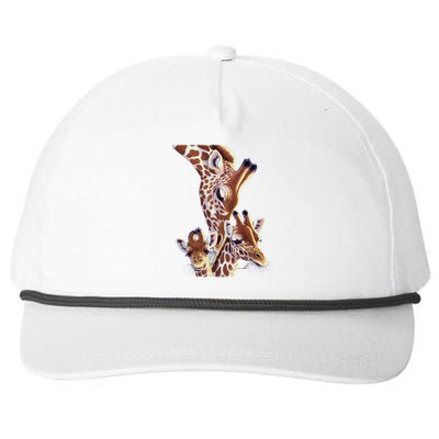 Giraffe Family A Nudge From Mom Snapback Five-Panel Rope Hat