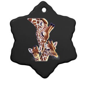 Giraffe Family A Nudge From Mom Ceramic Star Ornament