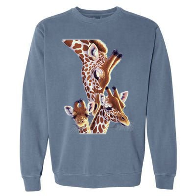 Giraffe Family A Nudge From Mom Garment-Dyed Sweatshirt