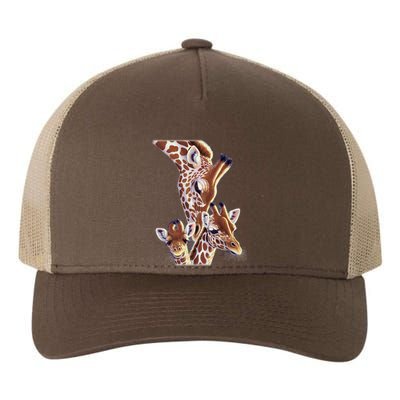 Giraffe Family A Nudge From Mom Yupoong Adult 5-Panel Trucker Hat