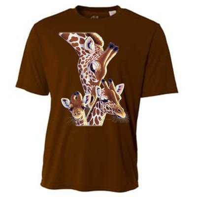 Giraffe Family A Nudge From Mom Cooling Performance Crew T-Shirt