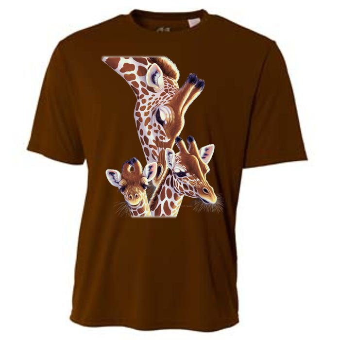 Giraffe Family A Nudge From Mom Cooling Performance Crew T-Shirt