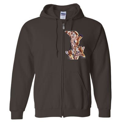 Giraffe Family A Nudge From Mom Full Zip Hoodie