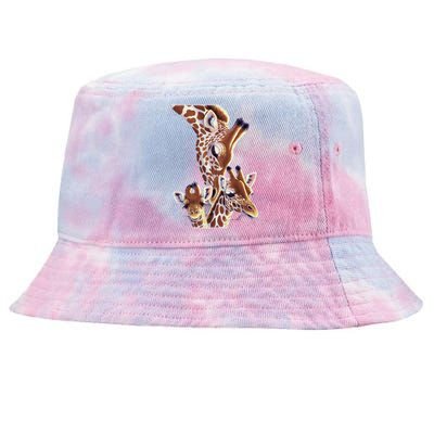 Giraffe Family A Nudge From Mom Tie-Dyed Bucket Hat