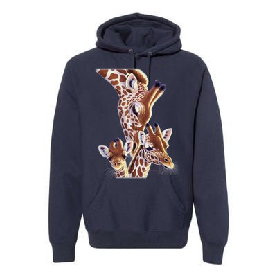 Giraffe Family A Nudge From Mom Premium Hoodie