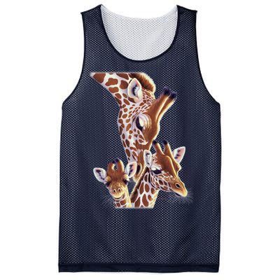 Giraffe Family A Nudge From Mom Mesh Reversible Basketball Jersey Tank