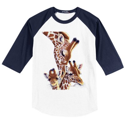 Giraffe Family A Nudge From Mom Baseball Sleeve Shirt