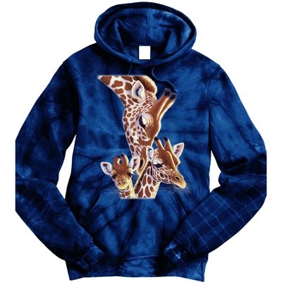 Giraffe Family A Nudge From Mom Tie Dye Hoodie