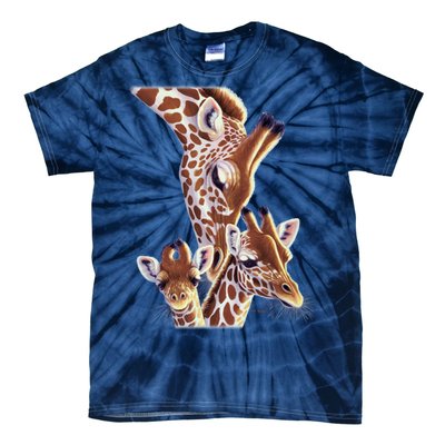 Giraffe Family A Nudge From Mom Tie-Dye T-Shirt