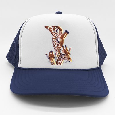 Giraffe Family A Nudge From Mom Trucker Hat