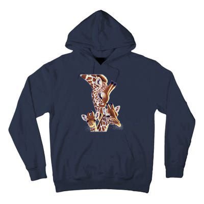 Giraffe Family A Nudge From Mom Tall Hoodie