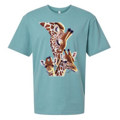 Giraffe Family A Nudge From Mom Sueded Cloud Jersey T-Shirt