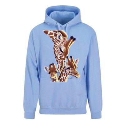 Giraffe Family A Nudge From Mom Unisex Surf Hoodie