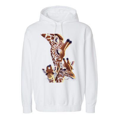 Giraffe Family A Nudge From Mom Garment-Dyed Fleece Hoodie