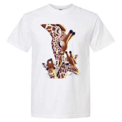 Giraffe Family A Nudge From Mom Garment-Dyed Heavyweight T-Shirt