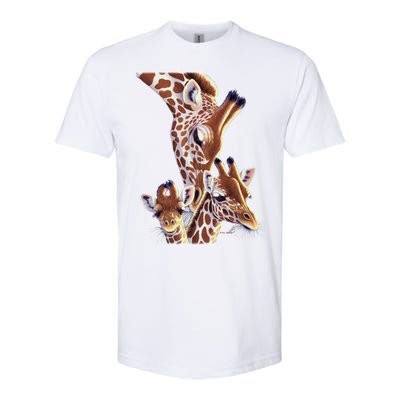 Giraffe Family A Nudge From Mom Softstyle CVC T-Shirt