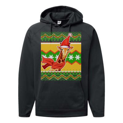 Giraffe Ugly Christmas Performance Fleece Hoodie