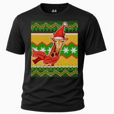 Giraffe Ugly Christmas Cooling Performance Crew T-Shirt