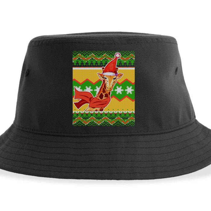 Giraffe Ugly Christmas Sustainable Bucket Hat