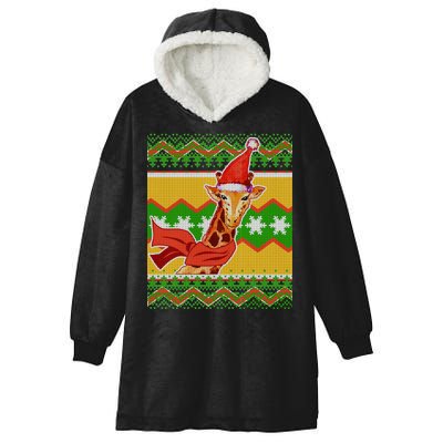 Giraffe Ugly Christmas Hooded Wearable Blanket