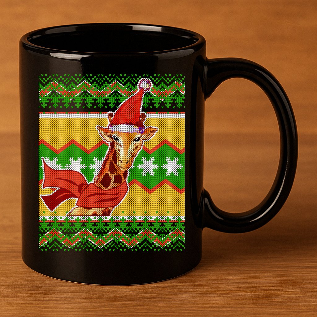 Giraffe Ugly Christmas 11oz C Handle Ceramic Mug