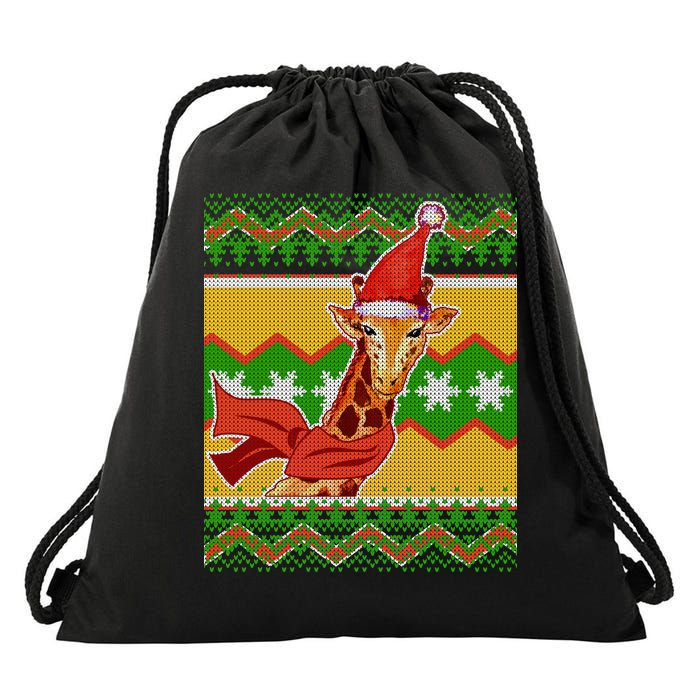 Giraffe Ugly Christmas Drawstring Bag