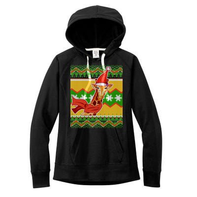 Giraffe Ugly Christmas Women's Fleece Hoodie