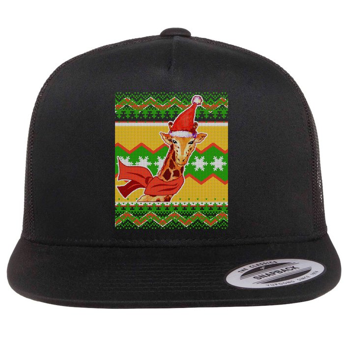 Giraffe Ugly Christmas Flat Bill Trucker Hat