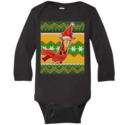 Giraffe Ugly Christmas Baby Long Sleeve Bodysuit