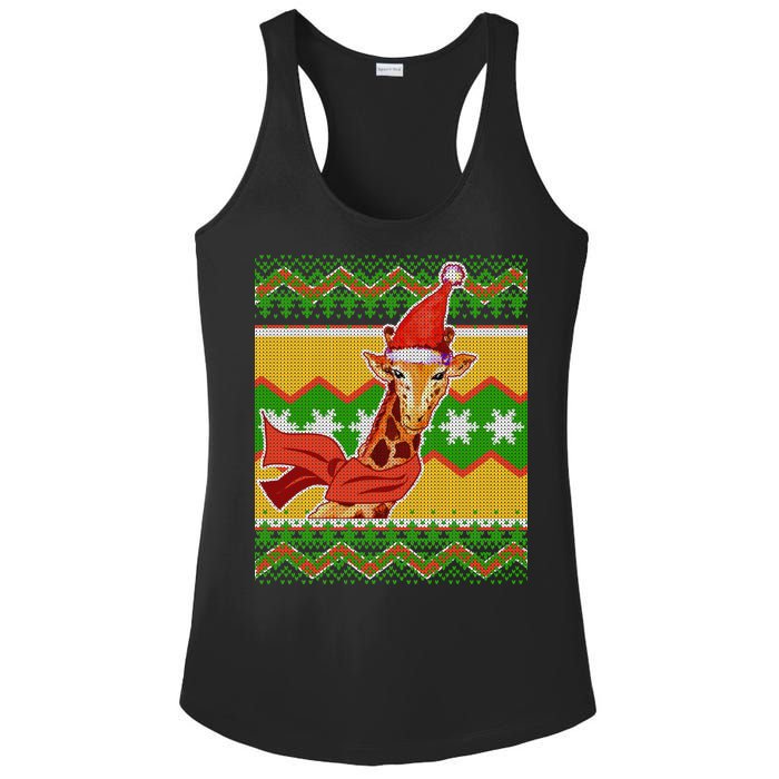 Giraffe Ugly Christmas Ladies PosiCharge Competitor Racerback Tank