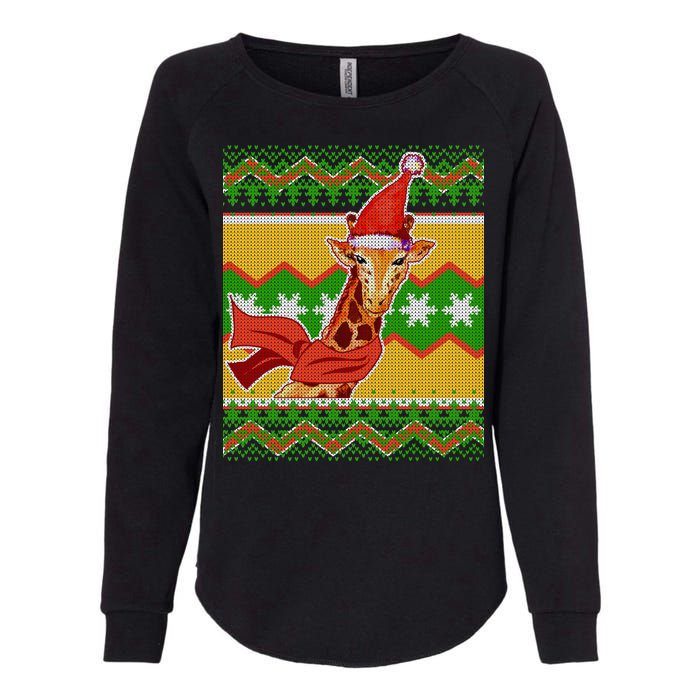 Giraffe Ugly Christmas Womens California Wash Sweatshirt