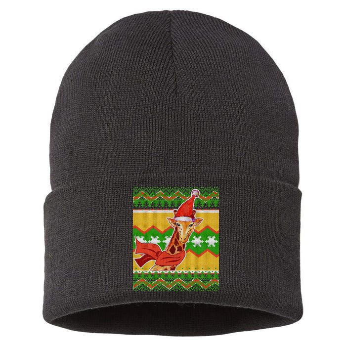 Giraffe Ugly Christmas Sustainable Knit Beanie